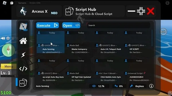 arceus-x-user interface